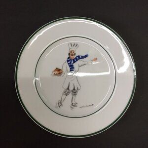 Skating Chefs Salad Plates Set Of 6 By Guy Buffet Green Trim Funny